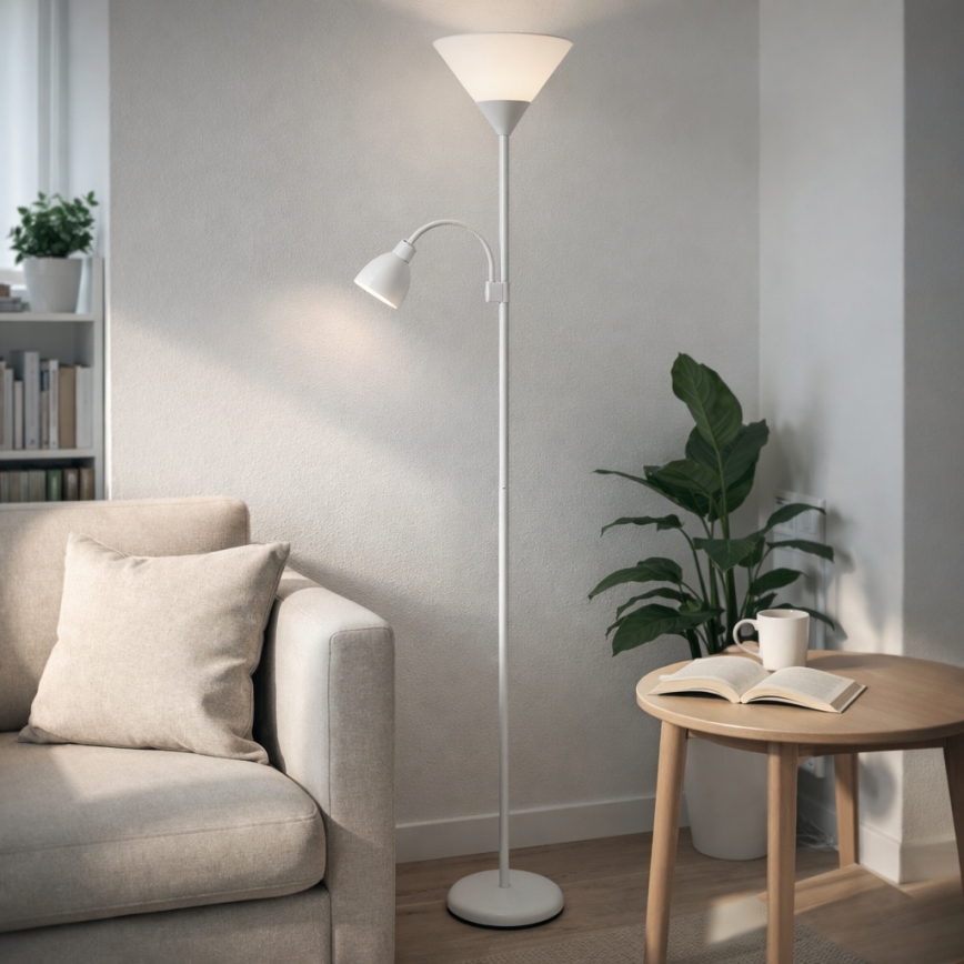 Brilagi - Põrandalamp ARIANA 1xE27/100W/230V + 1xE14/25W valge
