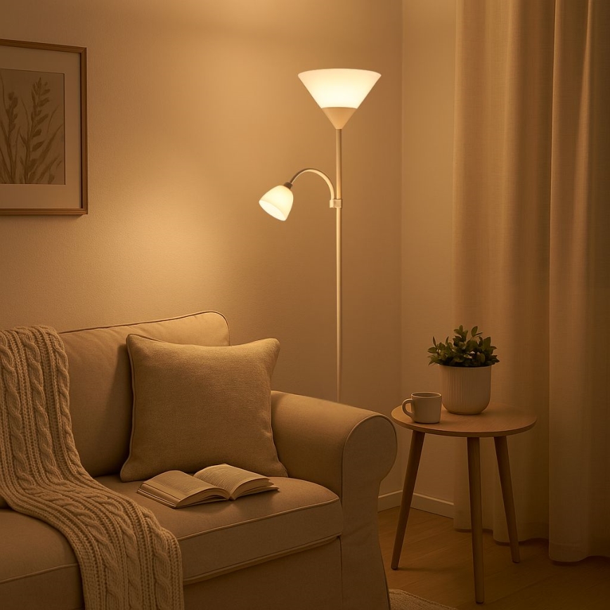 Brilagi - Põrandalamp ARIANA 1xE27/100W/230V + 1xE14/25W valge