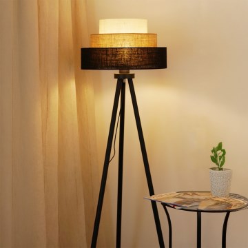 Brilagi - Põrandalamp ASPEN LUNETA 1xE27/15W/230V must/beež/kreemikas