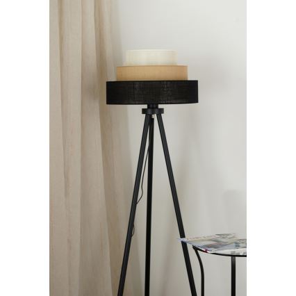 Brilagi - Põrandalamp ASPEN LUNETA 1xE27/15W/230V must/beež/kreemikas