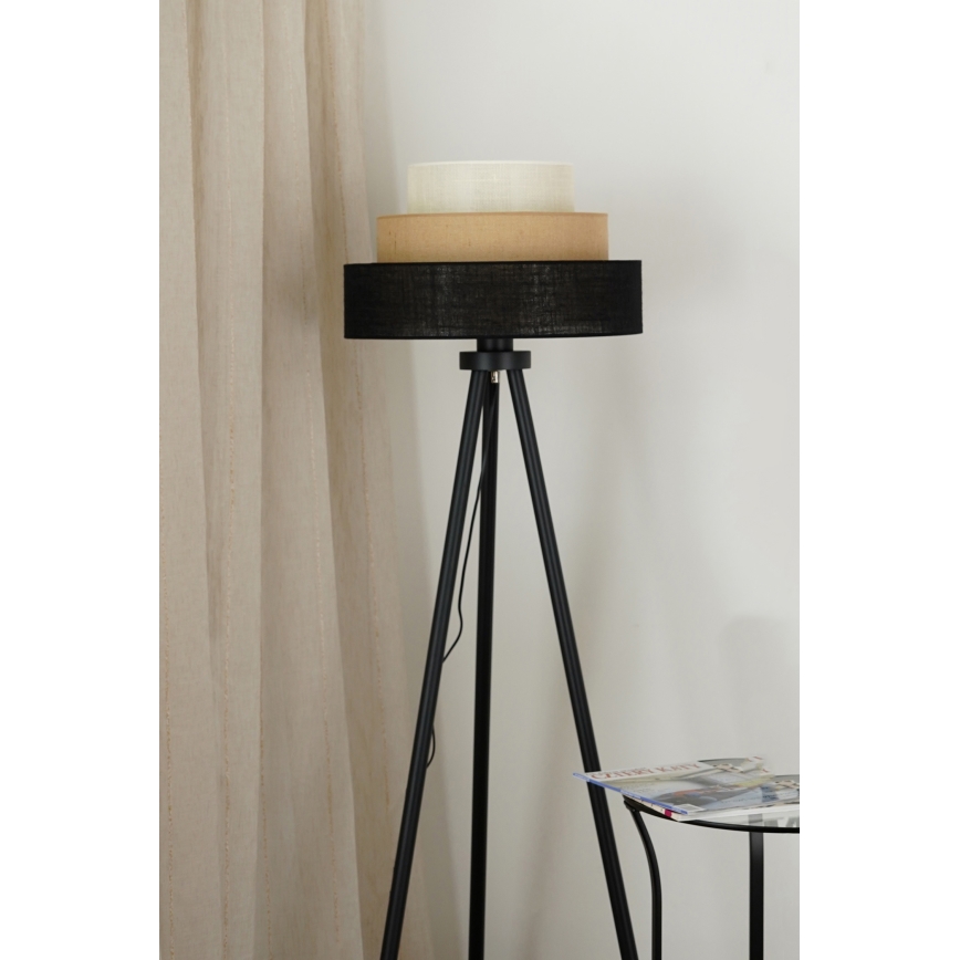 Brilagi - Põrandalamp ASPEN LUNETA 1xE27/15W/230V must/beež/kreemikas