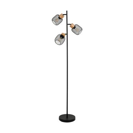 Brilagi - Põrandalamp BASKLITE 3xE14/15W/230V kummipuu/must