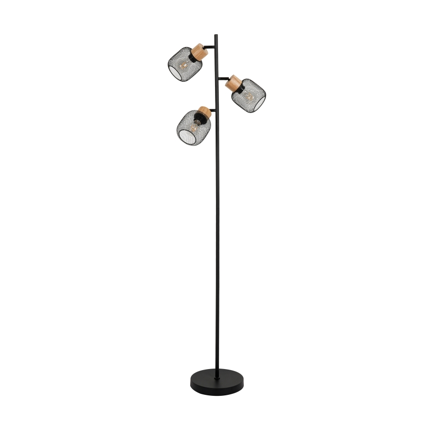 Brilagi - Põrandalamp BASKLITE 3xE14/15W/230V kummipuu/must