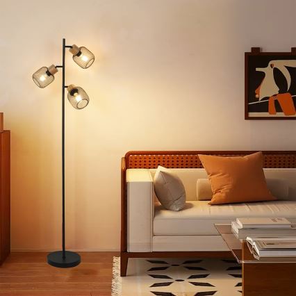 Brilagi - Põrandalamp BASKLITE 3xE27/15W/230V puit/must