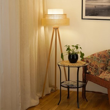 Brilagi - Põrandalamp CEDAR LUNETA 1xE27/15W/230V rotang/pruun/kreemikas