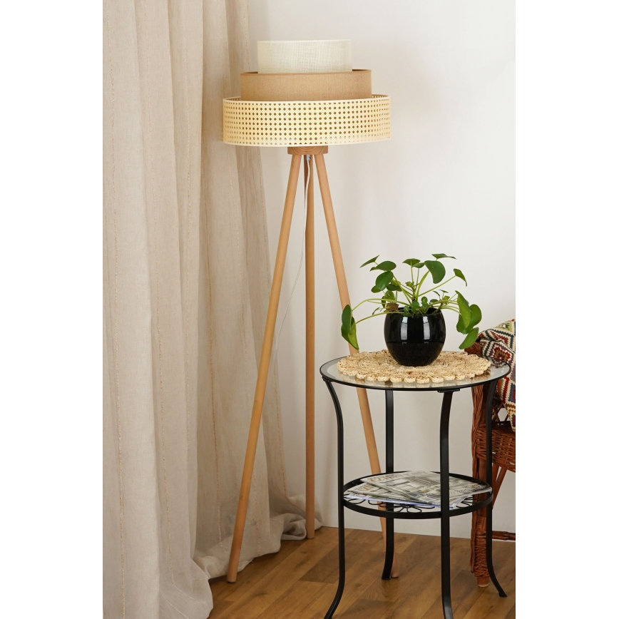 Brilagi - Põrandalamp CEDAR LUNETA 1xE27/15W/230V rotang/pruun/kreemikas