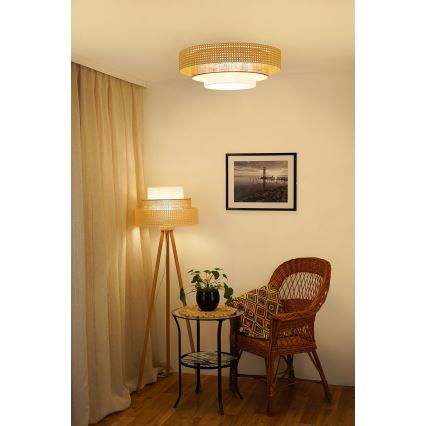 Brilagi - Põrandalamp CEDAR LUNETA 1xE27/15W/230V rotang/pruun/kreemikas