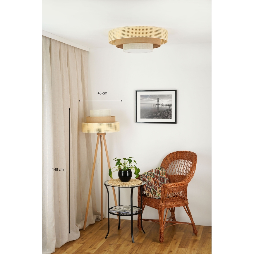 Brilagi - Põrandalamp CEDAR LUNETA 1xE27/15W/230V rotang/pruun/kreemikas