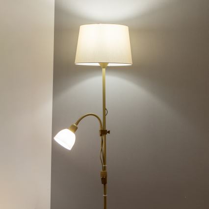Brilagi - Põrandalamp CERIA 1xE27/100W/230V + 1xE14/25W kuldne/beež