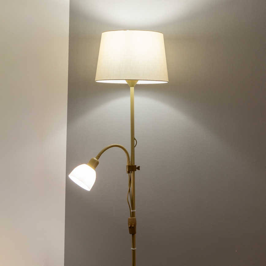 Brilagi - Põrandalamp CERIA 1xE27/100W/230V + 1xE14/25W kuldne/beež
