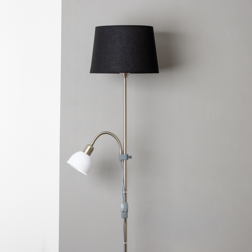 Brilagi - põrandalamp CERIA 1xE27/100W/230V + 1xE14/25W matistatud kroom/must