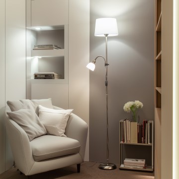 Brilagi - Põrandalamp CERIA 1xE27/100W/230V + 1xE14/25W mattkroom/valge