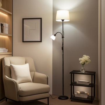 Brilagi - Põrandalamp CERIA 1xE27/100W/230V + 1xE14/25W must/beež