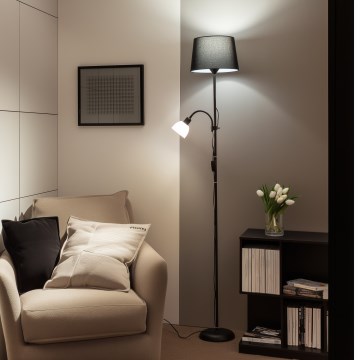 Brilagi - Põrandalamp CERIA 1xE27/100W/230V + 1xE14/25W must