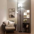 Brilagi - Põrandalamp CERIA 1xE27/100W/230V + 1xE14/25W must/valge