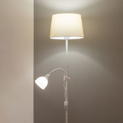Brilagi - põrandalamp CERIA 1xE27/100W/230V + 1xE14/25W valge/beež