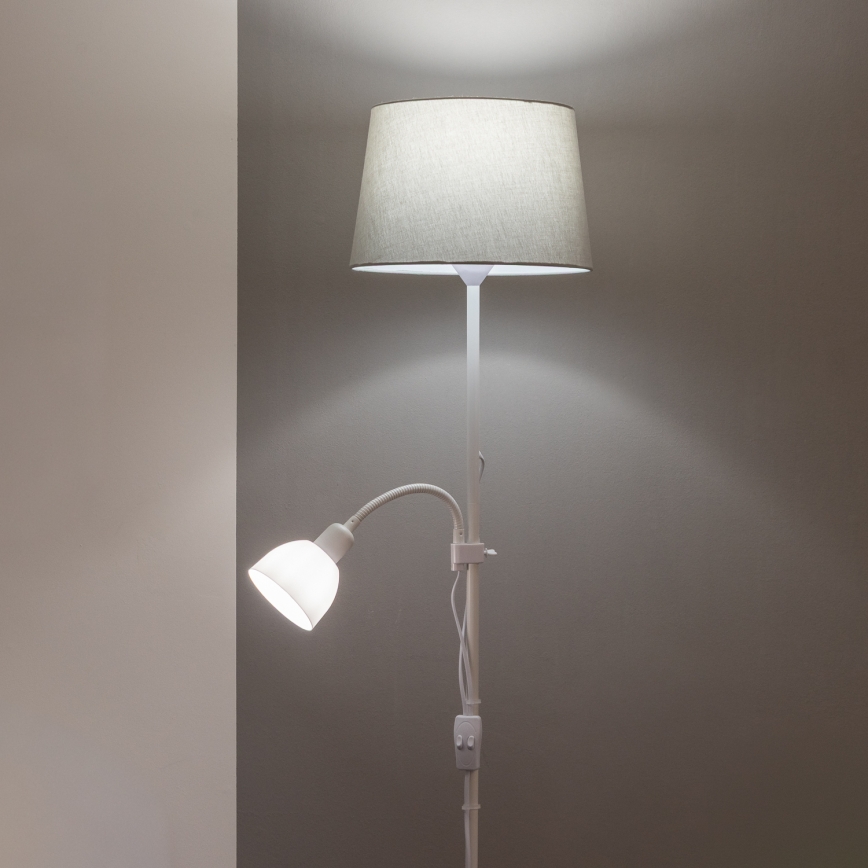 Brilagi - põrandalamp CERIA 1xE27/100W/230V + 1xE14/25W valge/hall