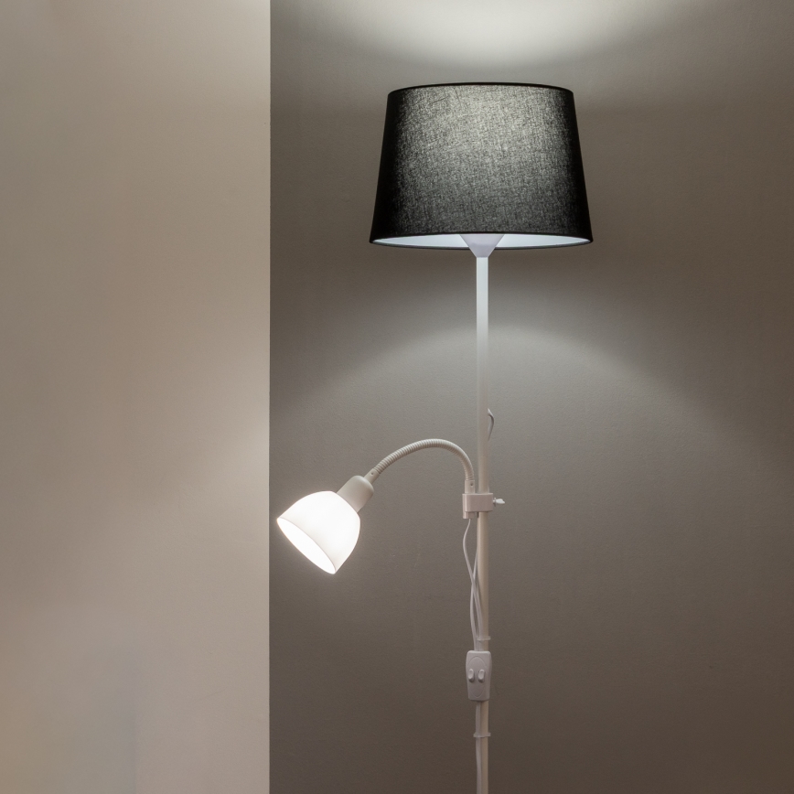 Brilagi - Põrandalamp CERIA 1xE27/100W/230V + 1xE14/25W valge/must