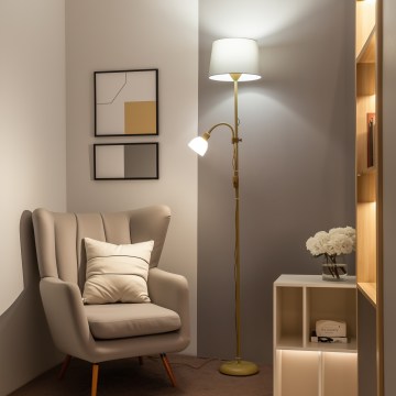 Brilagi - Põrandalamp CERIA 2-ühes 1xE27/100W/230V + 1xE14/25W kuldne/hall