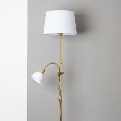 Brilagi - Põrandalamp CERIA 2-ühes 1xE27/100W/230V + 1xE14/25W kuldne/valge