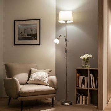 Brilagi - Põrandalamp CERIA 2-ühes 1xE27/100W/230V + 1xE14/25W mattkroom/beež