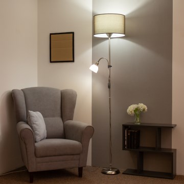 Brilagi - Põrandalamp CERIA 2-ühes 1xE27/100W/230V + 1xE14/25W mattkroom/pruun