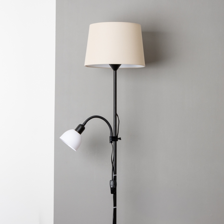 Brilagi - põrandalamp CERIA 2-ühes 1xE27/100W/230V + 1xE14/25W must/beež