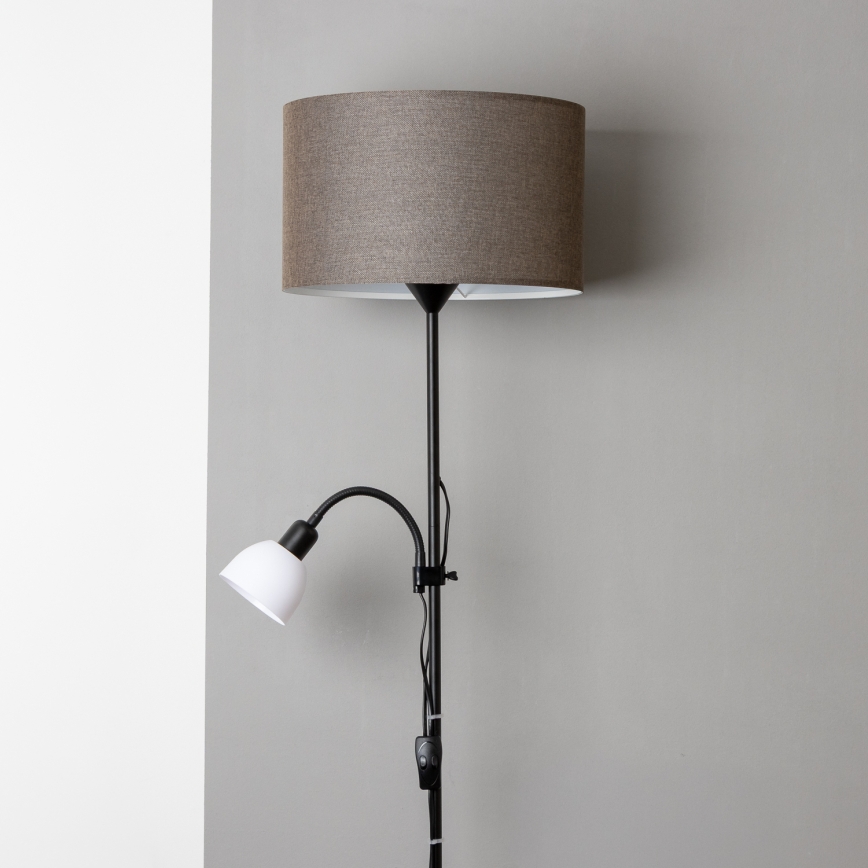 Brilagi - Põrandalamp CERIA 2-ühes 1xE27/100W/230V + 1xE14/25W must/pruun