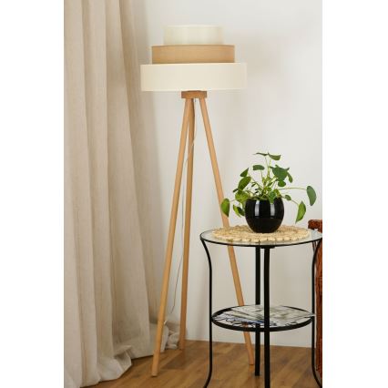 Brilagi - Põrandalamp DENVER LUNETA 1xE27/15W/230V beež/pruun/kreemikas