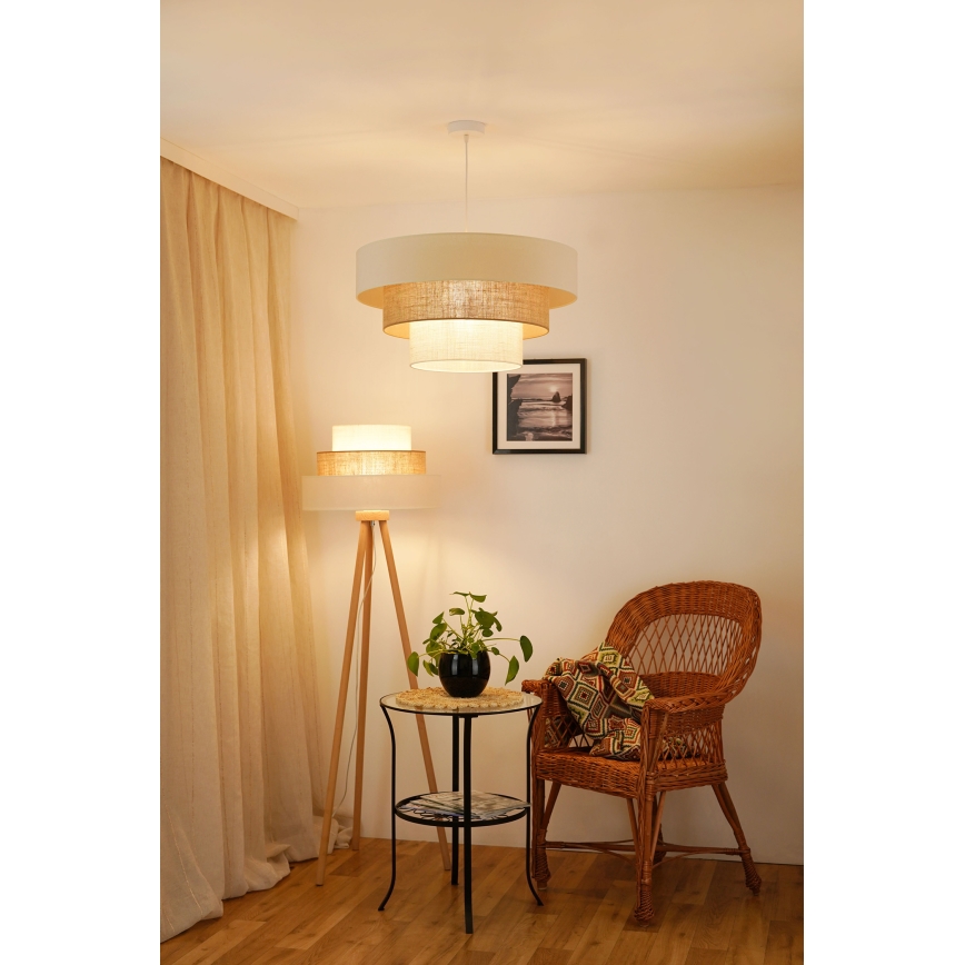 Brilagi - Põrandalamp DENVER LUNETA 1xE27/15W/230V beež/pruun/kreemikas