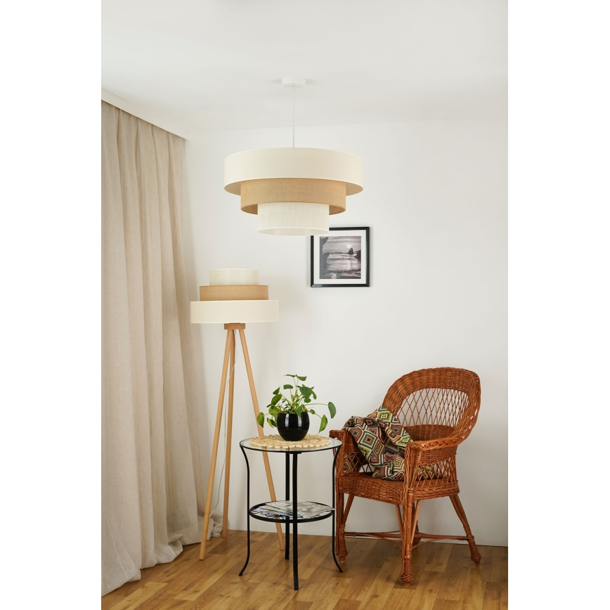 Brilagi - Põrandalamp DENVER LUNETA 1xE27/15W/230V beež/pruun/kreemikas