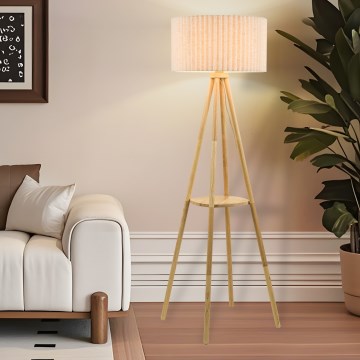 Brilagi - Põrandalamp NORDIC WAVE 1xE27/15W/230V kummipuit/linane