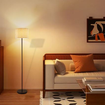 Brilagi - Põrandalamp NORDIC WAVE 1xE27/15W/230V linane/must