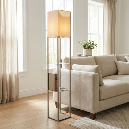 Brilagi - põrandalamp riiulitega GRADUS 1xE27/40W/230V 150 cm hall/beež