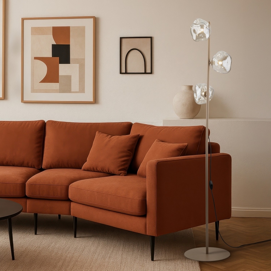 Brilagi - põrandalamp VULCANO 3xG9/8W/230V beež/suitsune beež