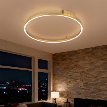 Brilagi - LED hämardatav laelamp PORTOFINO, 60 W, 230 V, 3000–6000 K, läbimõõt 80 cm, kuldne + kaugjuhtimispult