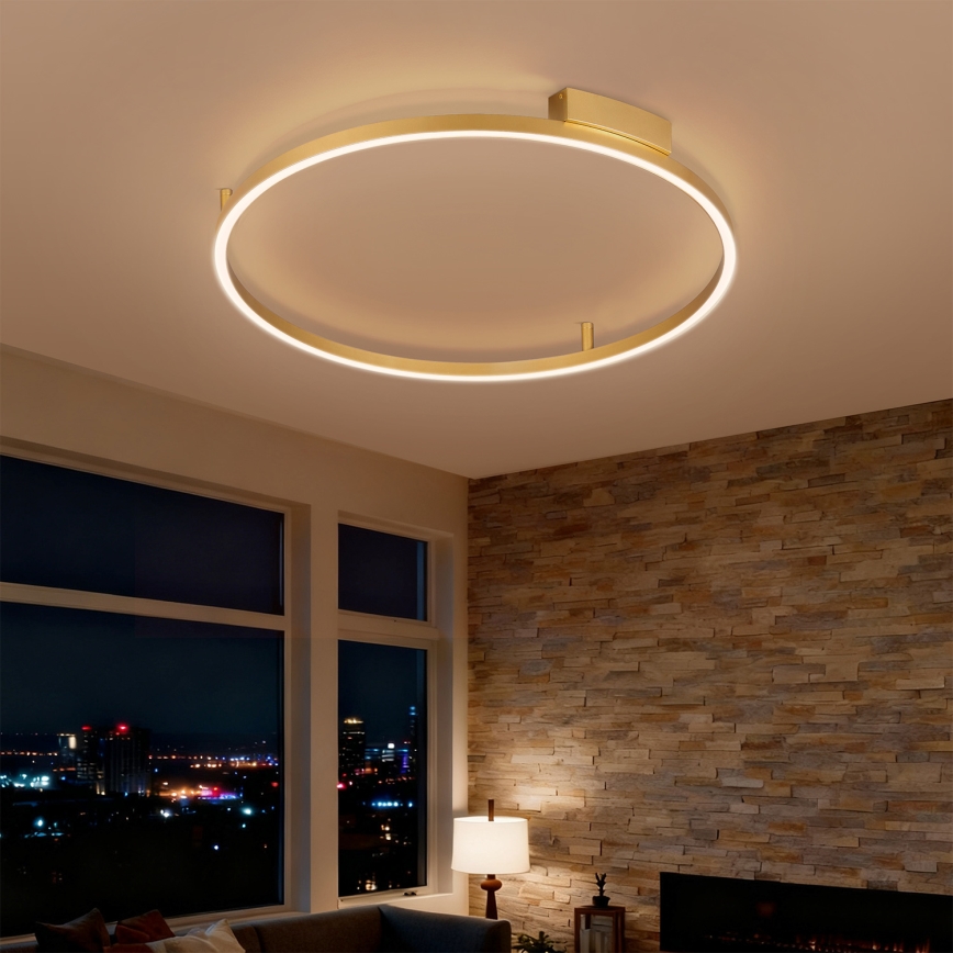 Brilagi - LED hämardatav laelamp PORTOFINO, 60 W, 230 V, 3000–6000 K, läbimõõt 80 cm, kuldne + kaugjuhtimispult
