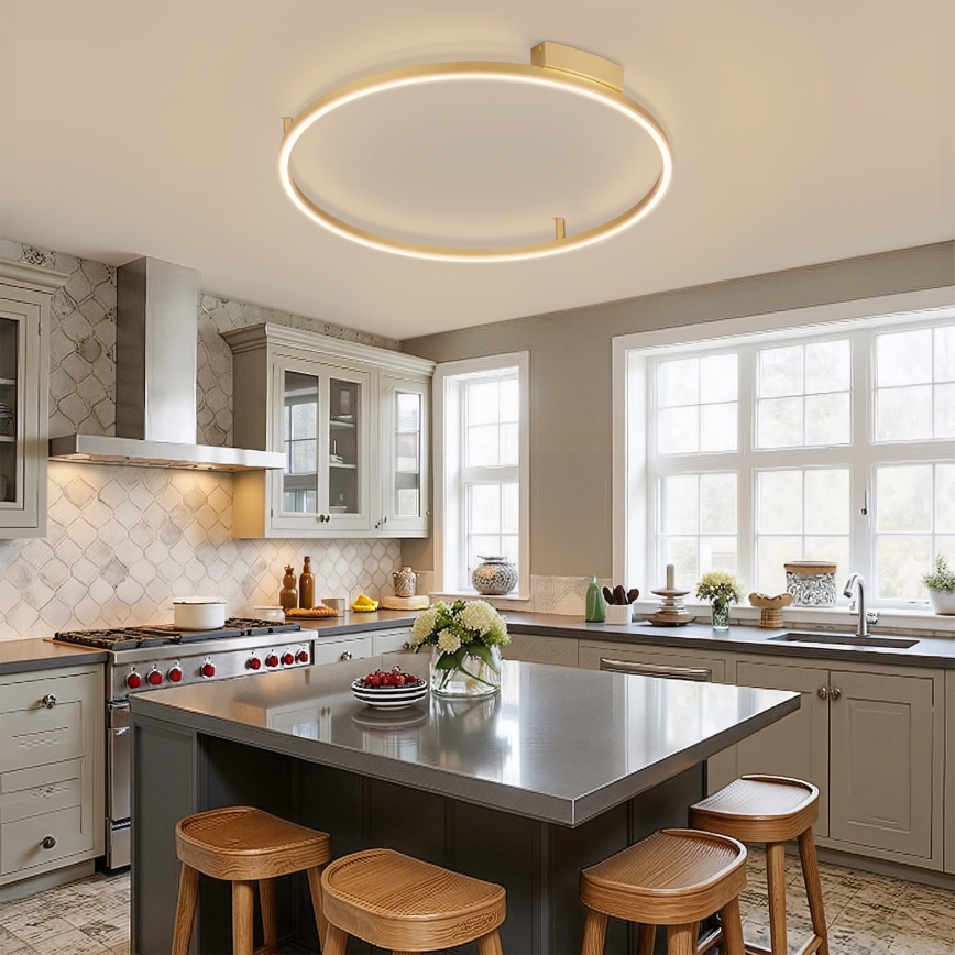 Brilagi - LED hämardatav laelamp PORTOFINO, 60 W, 230 V, 3000–6000 K, läbimõõt 80 cm, kuldne + kaugjuhtimispult