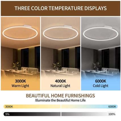 Brilagi - PORTOFINO hämardatav LED-laelamp LED/85W/230V 3000-6000K läbimõõt 120 cm valge + kaugjuhtimispult