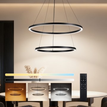 Brilagi - PORTOFINO LED hämardatav ripplühter terasnööril LED/98W/230V 3000-6000K läbimõõt 80 cm must + kaugjuhtimispult