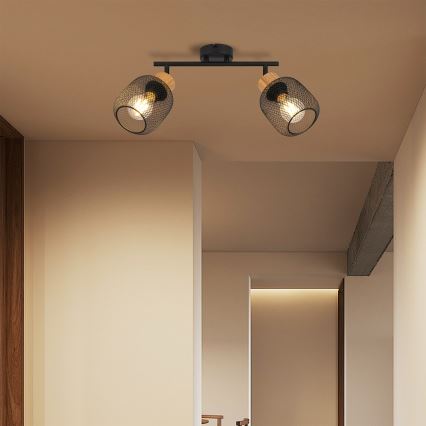 Brilagi - Punktvalgusti BASKLITE 2xE27/15W/230V kummipuu/must