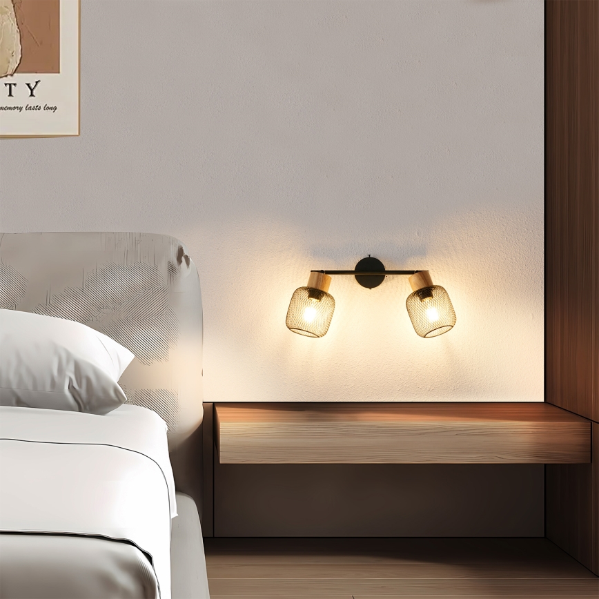 Brilagi - Punktvalgusti BASKLITE 2xE27/15W/230V kummipuu/must