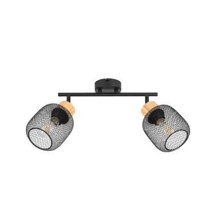 Brilagi - Punktvalgusti BASKLITE 2xE27/15W/230V kummipuu/must