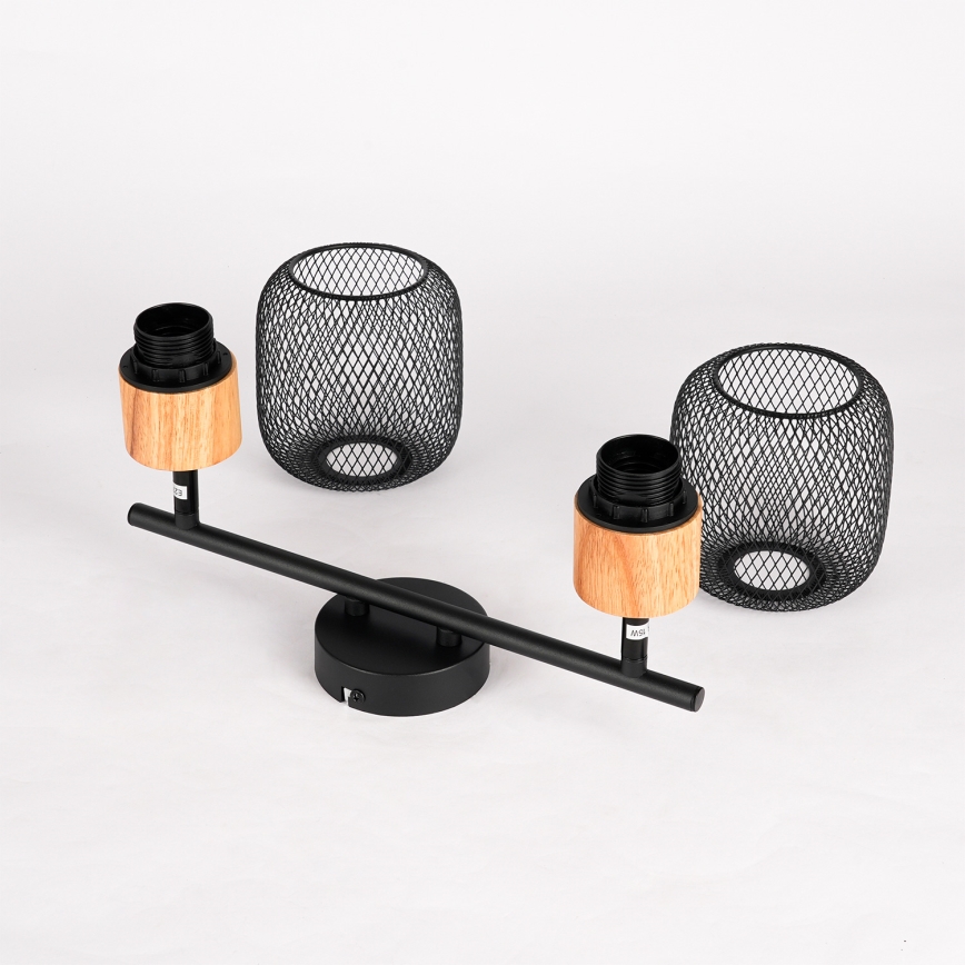 Brilagi - Punktvalgusti BASKLITE 2xE27/15W/230V kummipuu/must