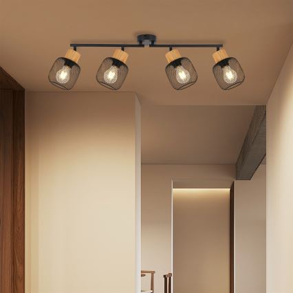 Brilagi - Punktvalgusti BASKLITE 4xE27/15W/230V kummipuit/must