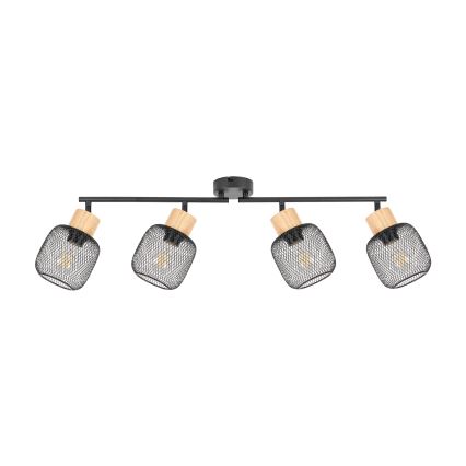Brilagi - Punktvalgusti BASKLITE 4xE27/15W/230V kummipuit/must