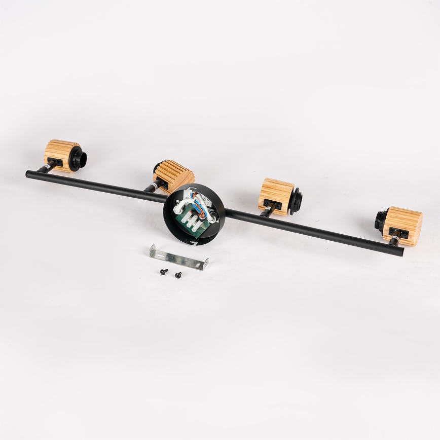 Brilagi - Punktvalgusti BASKLITE 4xE27/15W/230V kummipuit/must