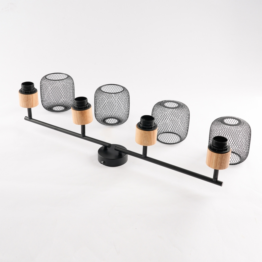 Brilagi - Punktvalgusti BASKLITE 4xE27/15W/230V kummipuit/must