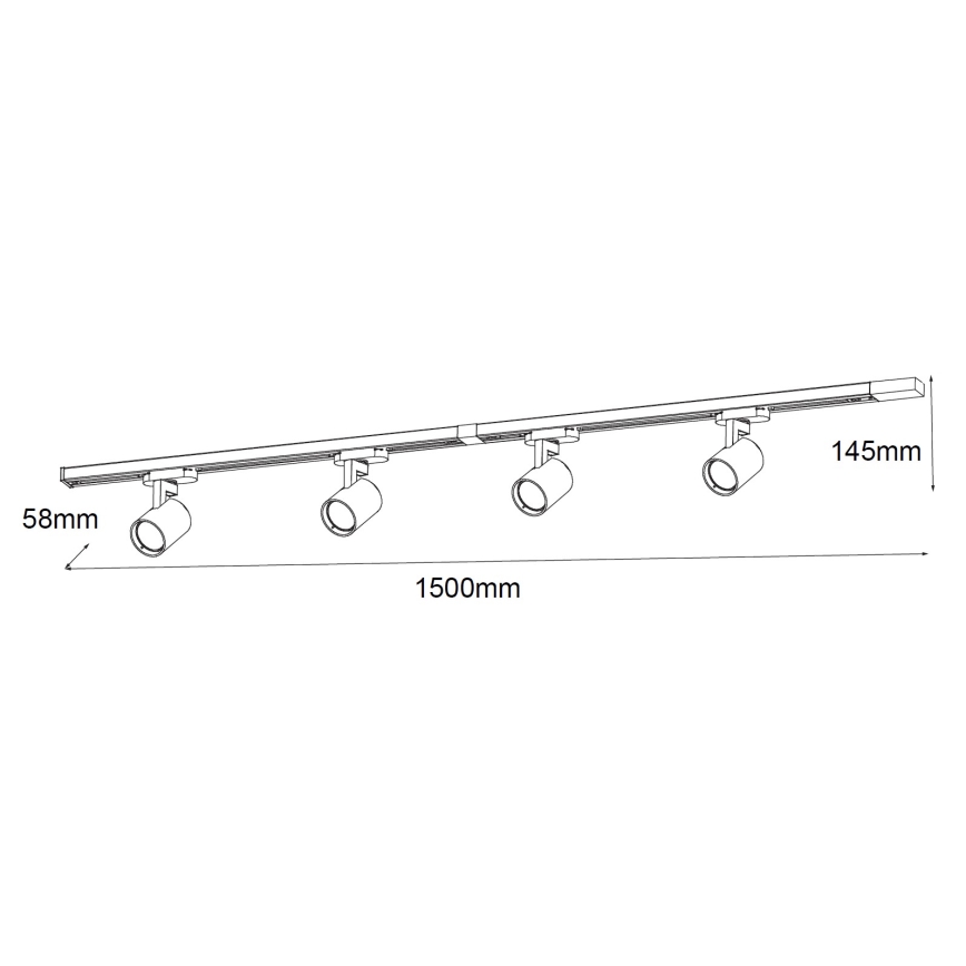 Brilagi - Punktvalgusti HUSKY liistvalgustussüsteemis 4xGU10/10W/230V must