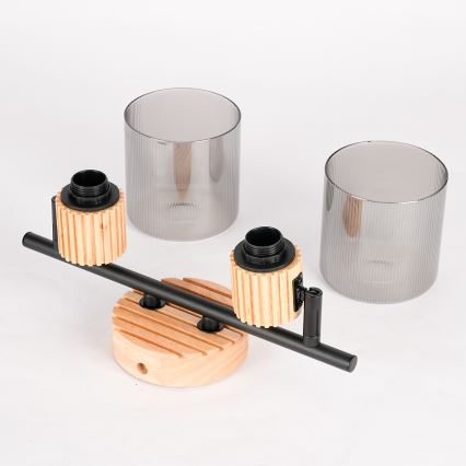 Brilagi - punktvalgusti HYGGE 2xE14/15W/230V puit/suitsuhall